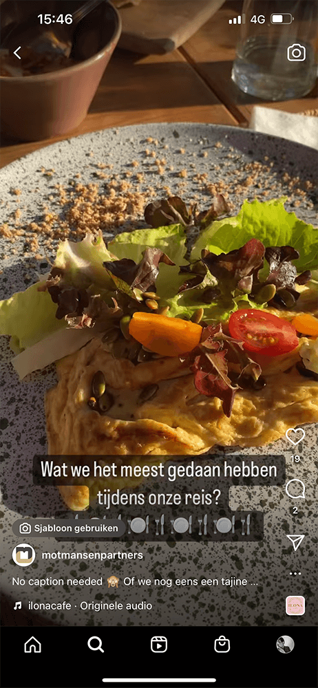 Voorbeeld van een reel